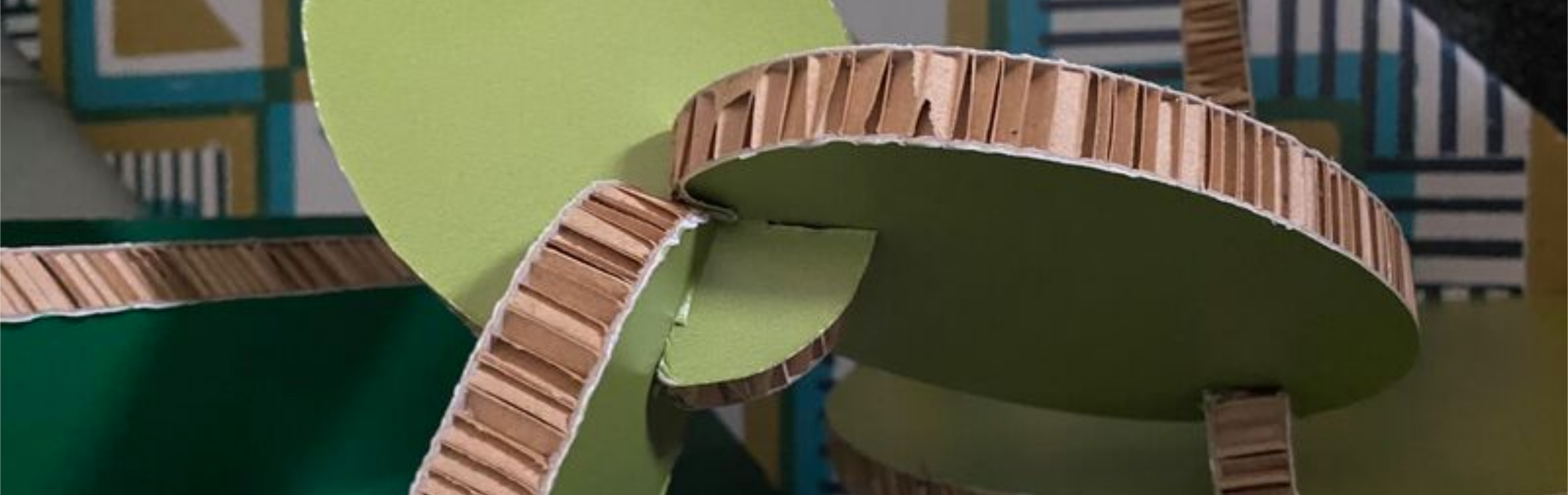 Cardboard which has been used to help create a sustainable and impactful display.