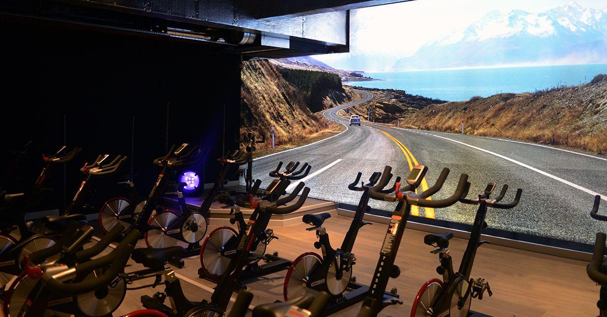 A tension fabric display made out sustainable alternatives to polyester.